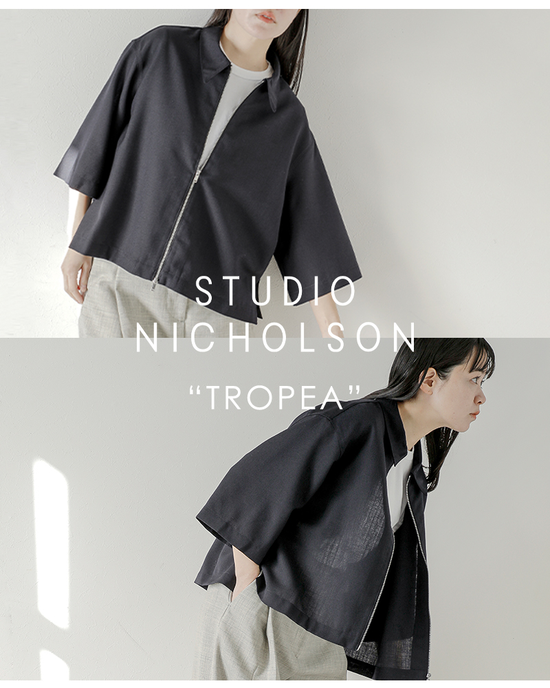 STUDIO NICHOLSON(スタジオ ニコルソン)トロピカルウールジップスルーシャツ“TROPEA”snw-1629