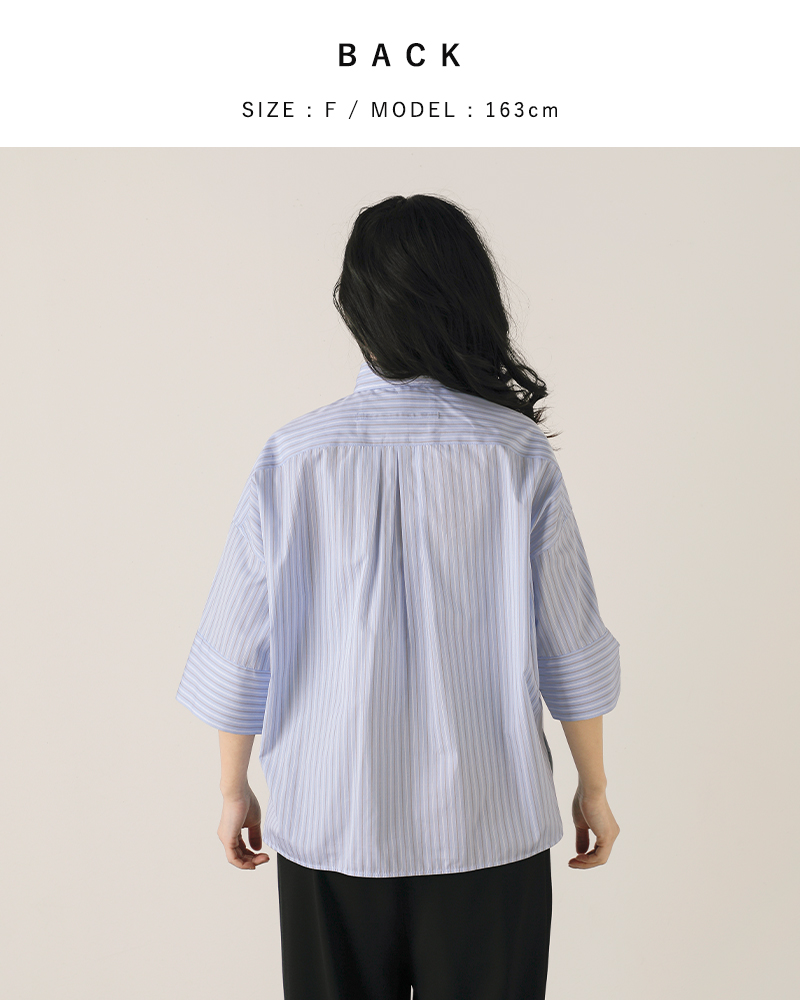 美品♡TICCA ティッカ スクエア半袖ダブルカフスシャツ ストライプ ティッカ 半袖 ストライプシャツ（TICCA(ティッカ)｜スクエア