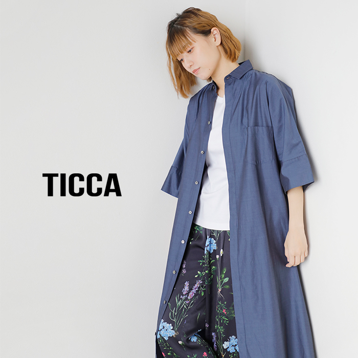 TICCA(ティッカ)コットンテント半袖シャツワンピースtbes-016