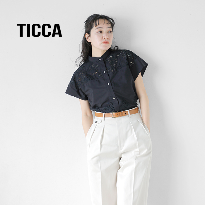 TICCA  レース フレンチスリーブ シャツ tbes-101 刺繍 スタンドカラー ティッカ 日本製 楽天市場】TICCA ティッカ TBES-101 レースフレンチシャツ