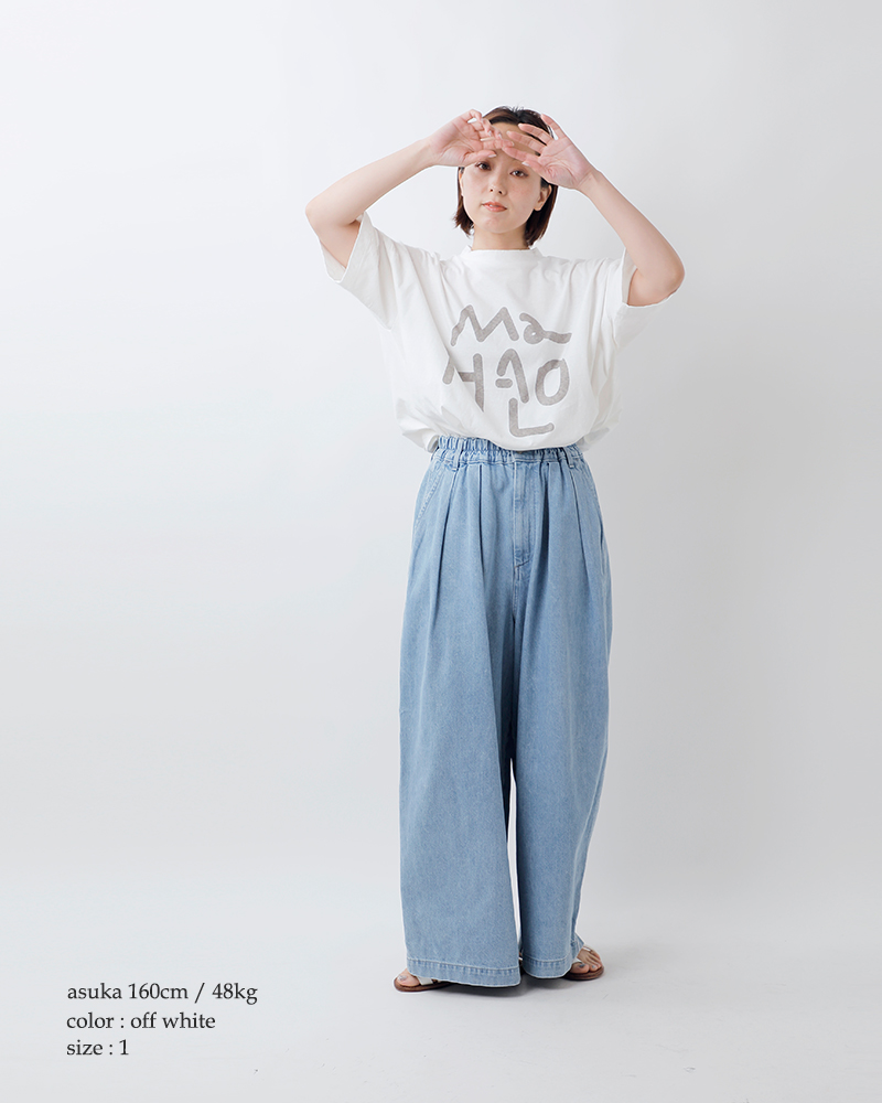 tumugu(ツムグ)コットンラフィ天竺ロゴプリントTシャツtc25104
