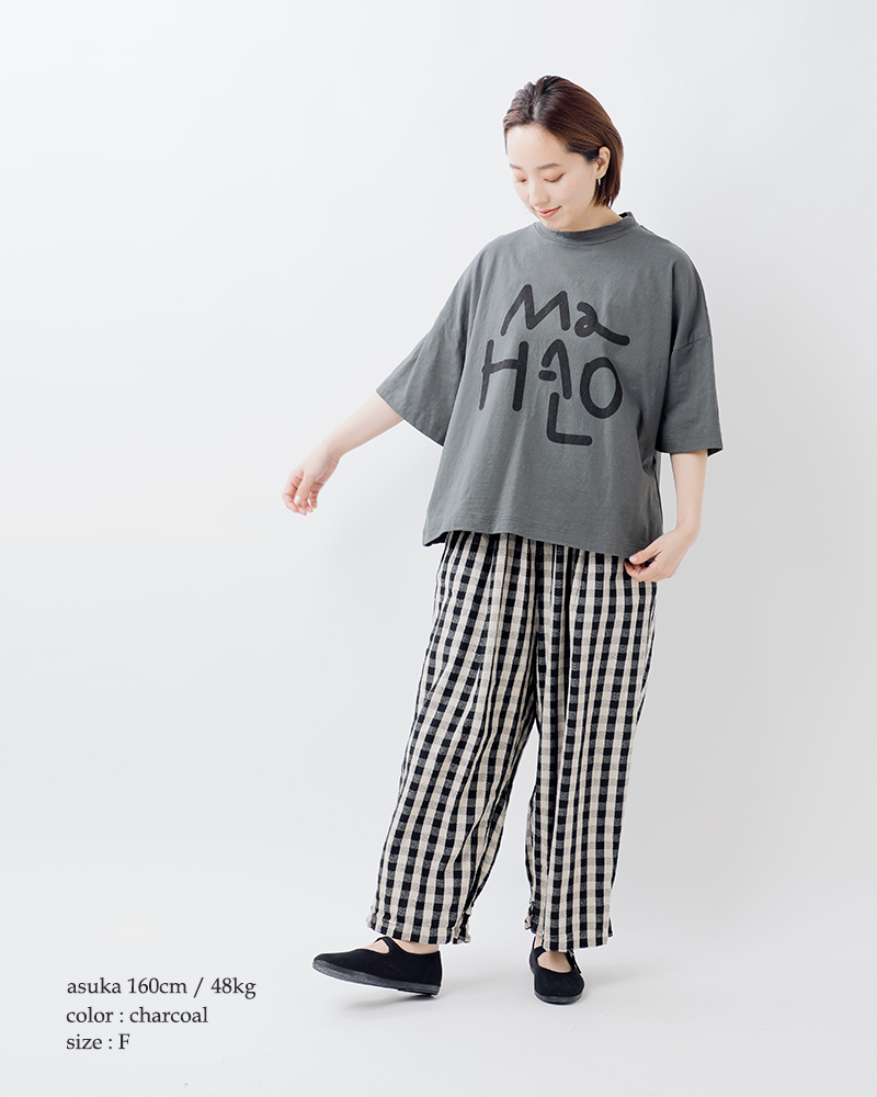 tumugu(ツムグ)コットンラフィ天竺ロゴプリントTシャツtc25104