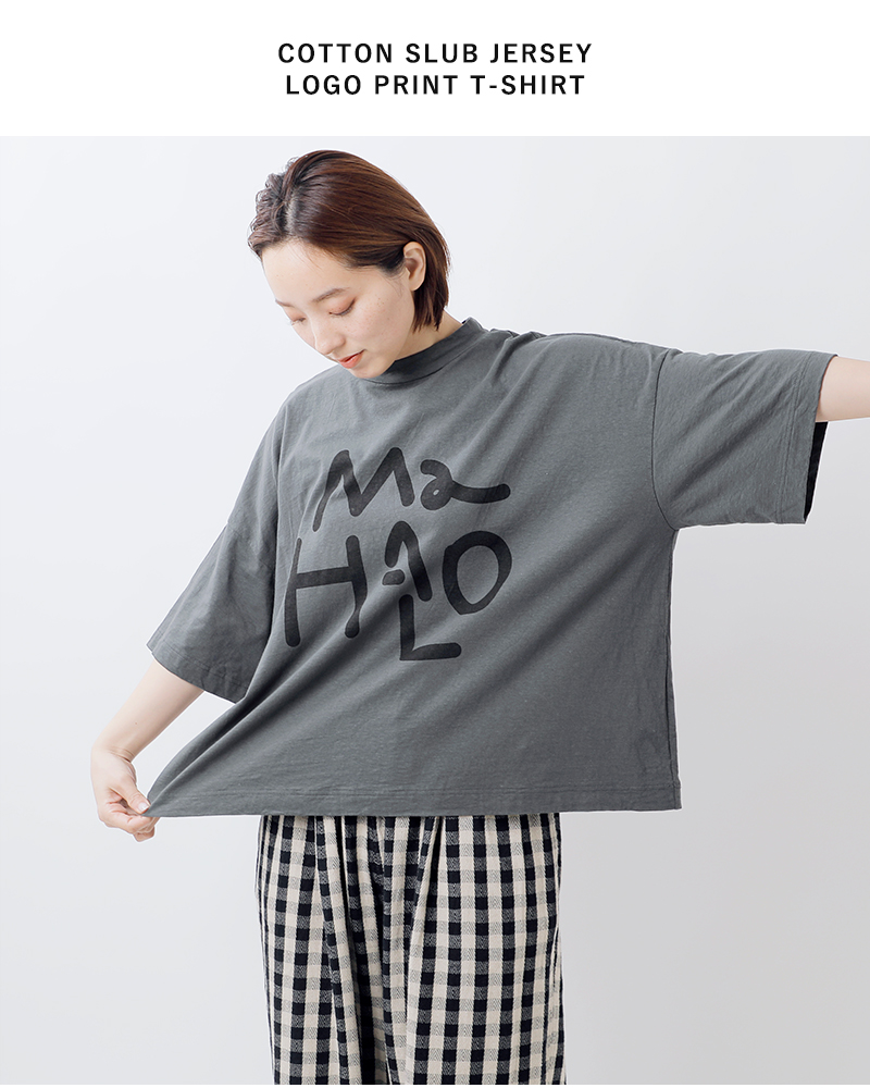 tumugu(ツムグ)コットンラフィ天竺ロゴプリントTシャツtc25104