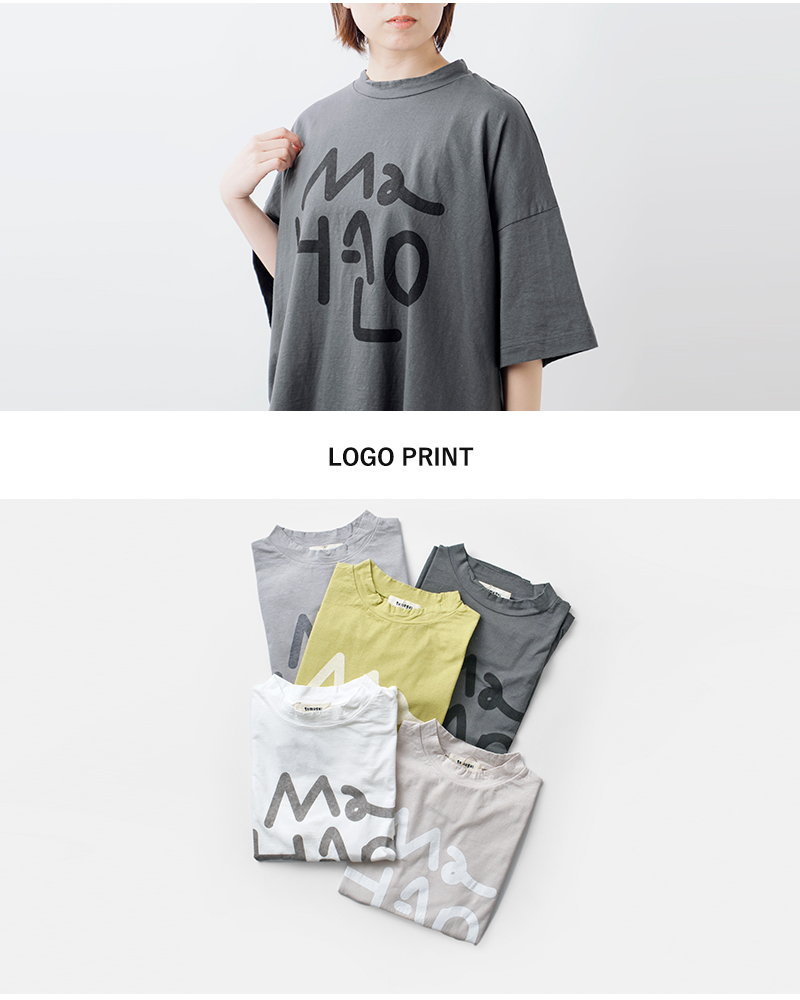 tumugu(ツムグ)コットンラフィ天竺ロゴプリントTシャツtc25104