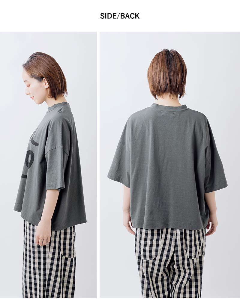 tumugu(ツムグ)コットンラフィ天竺ロゴプリントTシャツtc25104