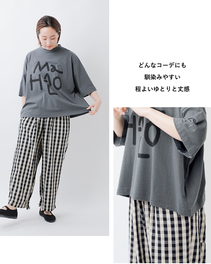 tumugu(ツムグ)コットンラフィ天竺ロゴプリントTシャツtc25104
