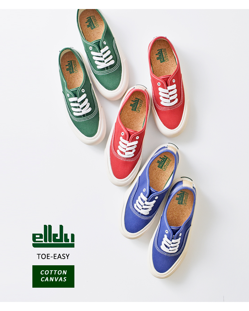 elldu(エルドゥ)トゥーイージーコットンキャンバスデッキシューズスニーカー“TOE-EASY”toe-easy