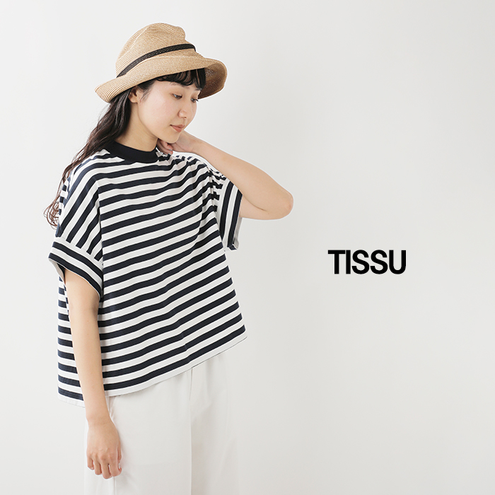 tissu(ティシュ)クラシック天竺モックネックドルマンTシャツts250ct086