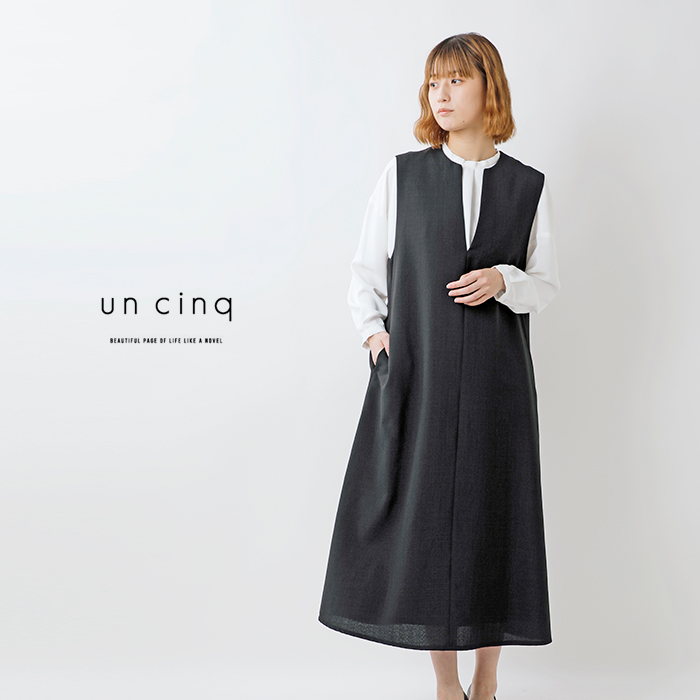 un cinq(アンサンク)メランジオックスキーネックジャンパースカートu25-03