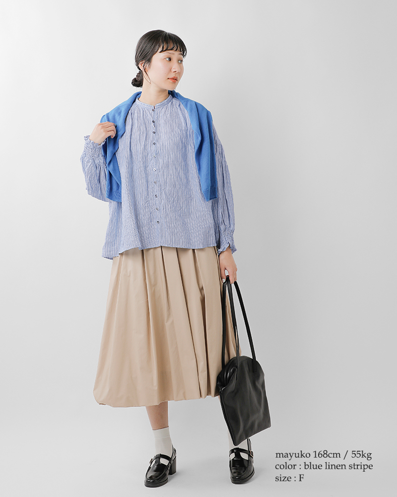 極美品ユニヴァーサルティシュ 24SS フレンチリネンシャーリングブラウス 白 UNIVERSAL TISSU｜ユニヴァーサルティシュ｜フレンチリネン