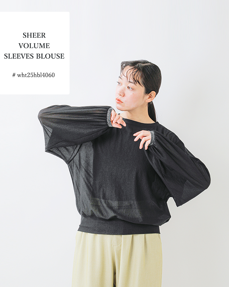 whyto(ホワイト)シアーボリュームスリーブブラウス“sheervolumesleevesblouse”wht25hbl4060