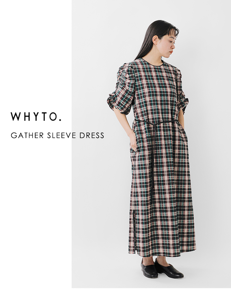 whyto(ホワイト)ギャザースリーブドレス“gathersleevedress”wht25hop4068