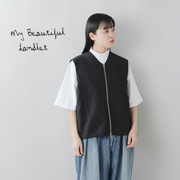 my beautiful landlet(マイ ビューティフル ランドレット)ウールリネンVネックベストwm05-bs251052