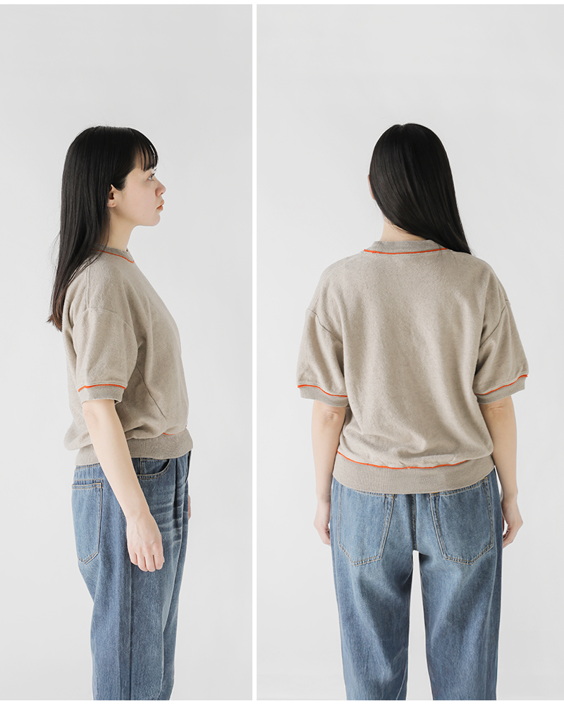 unfil(アンフィル)リネンコットンパイルジャージーハーフスリーブスウェットシャツ“linencottonpile-jerseyhalfsleevesweatshirt”wvsp-uw127