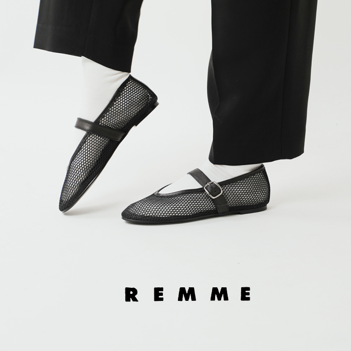 REMME(レメ)ストラップメッシュフラットシューズzh-25s042