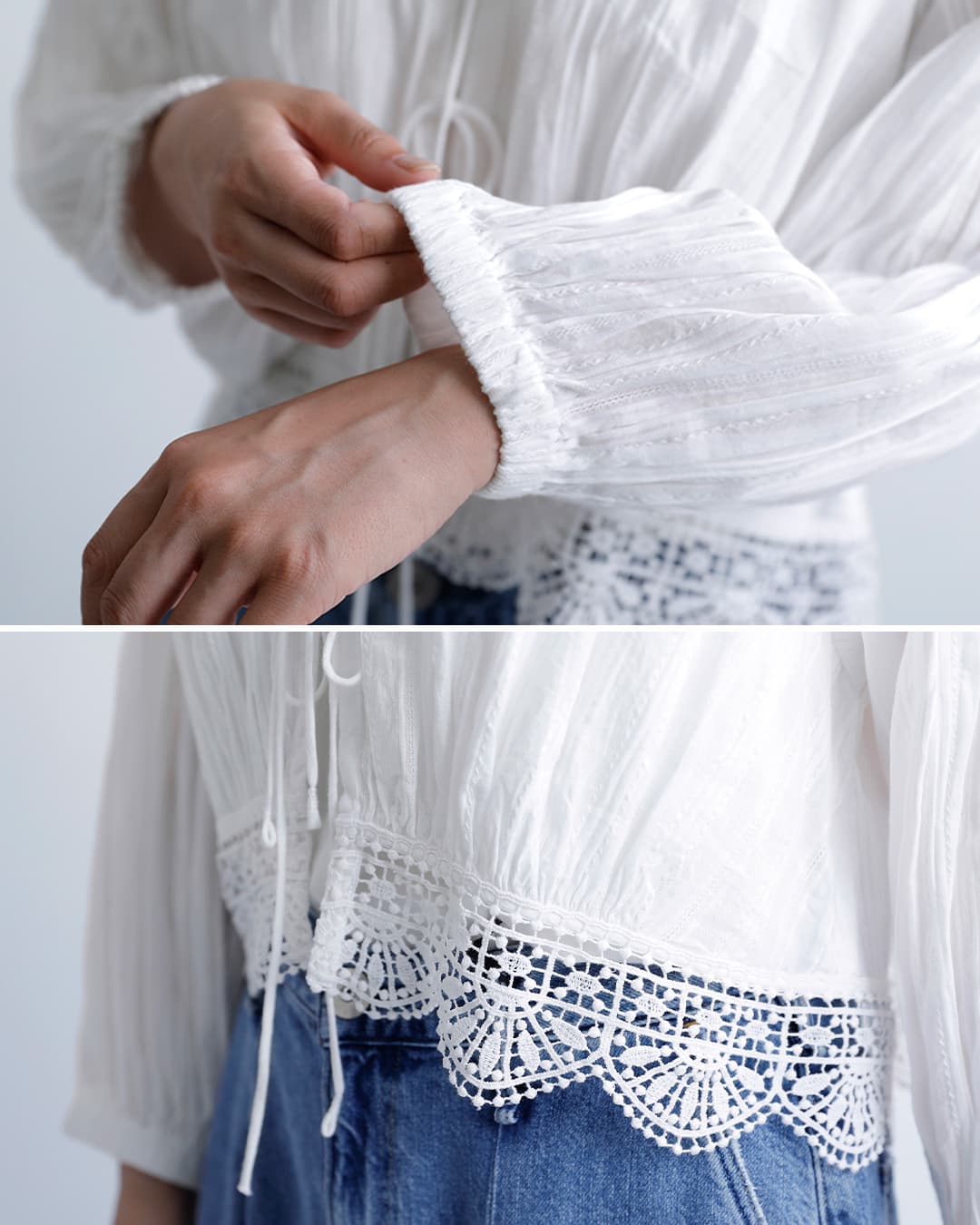 ne Quittez pasコットン レースブラウス Cambric Dobby Lace Blouse 010162nw3