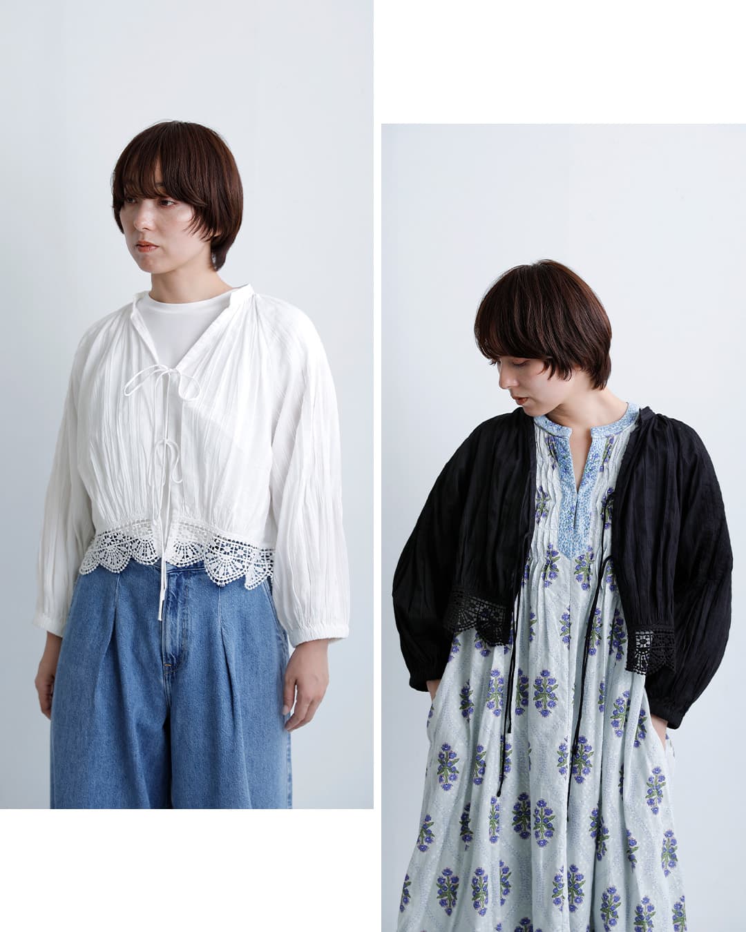 ne Quittez pasコットン レースブラウス Cambric Dobby Lace Blouse 010162nw3