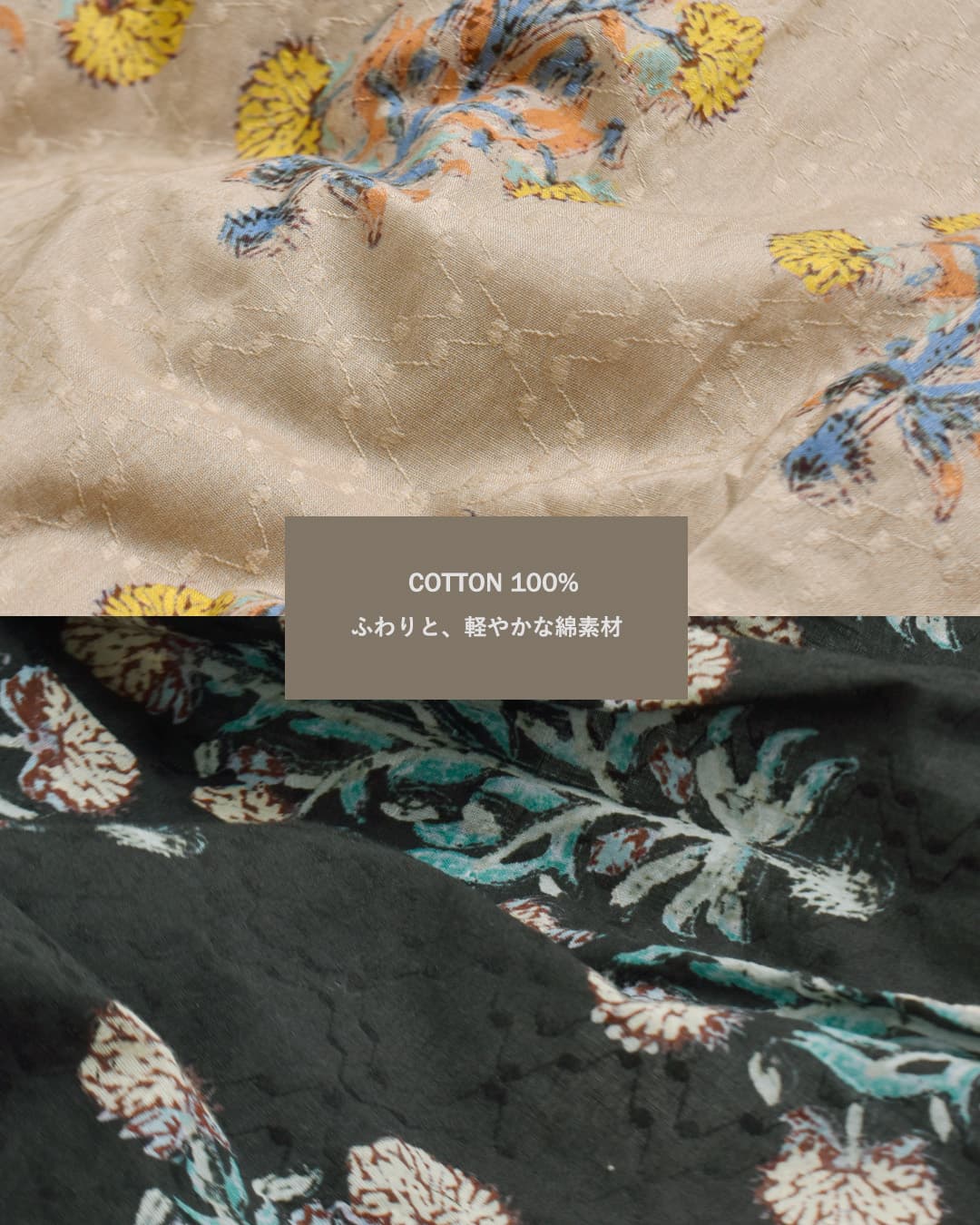 ne Quittez pas(ヌキテパ)コットンジャガード マリーゴールドプリント シャーリング ワンピース Cotton Jacquard Marigold Print Shirring Dress 010400cf1