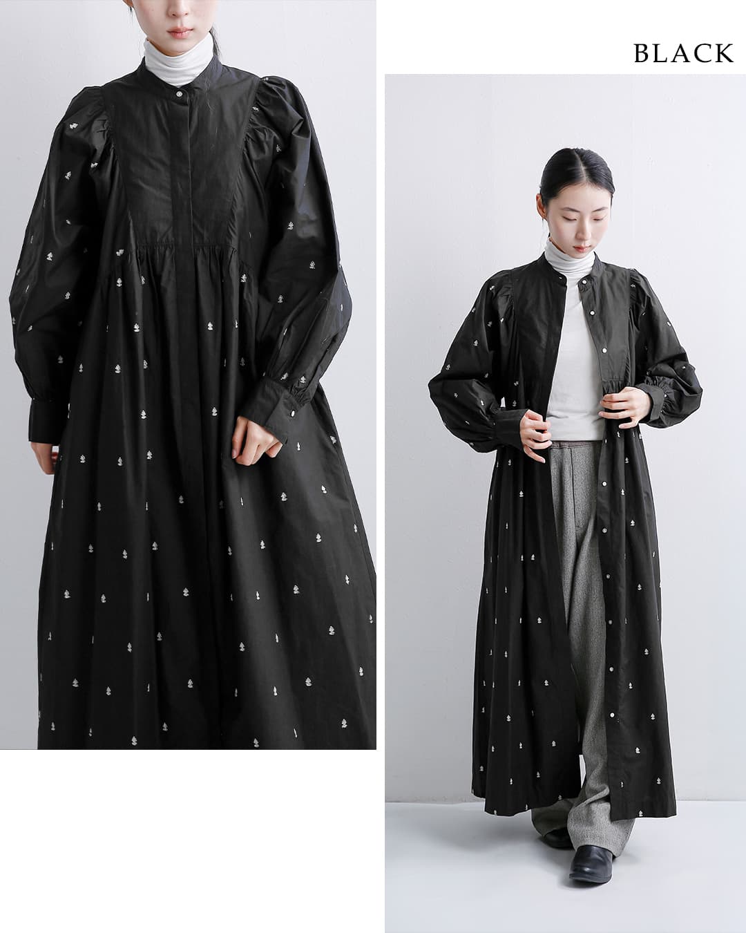 ne Quittez pas(ヌキテパ)コットン ギャザー シャツワンピース Fine Poplin Bindi Gather Shirts Dress 010462nh3