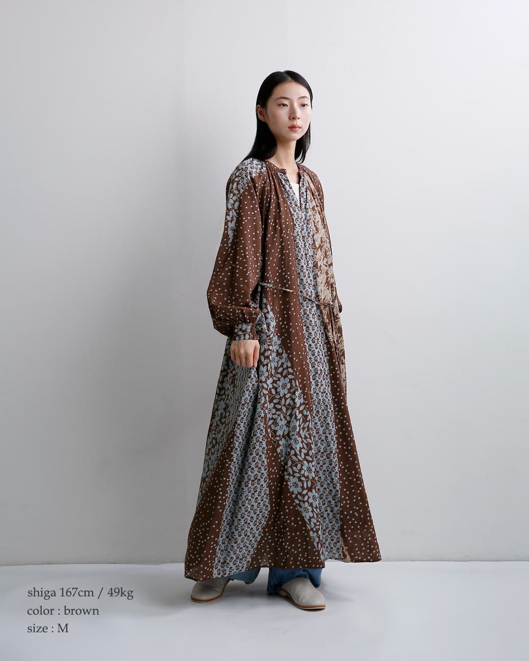ne Quittez pas(ヌキテパ)花柄 パッチワーク ワンピース Cotton Rayon Patchwork Flower Print Dress 010462ny1