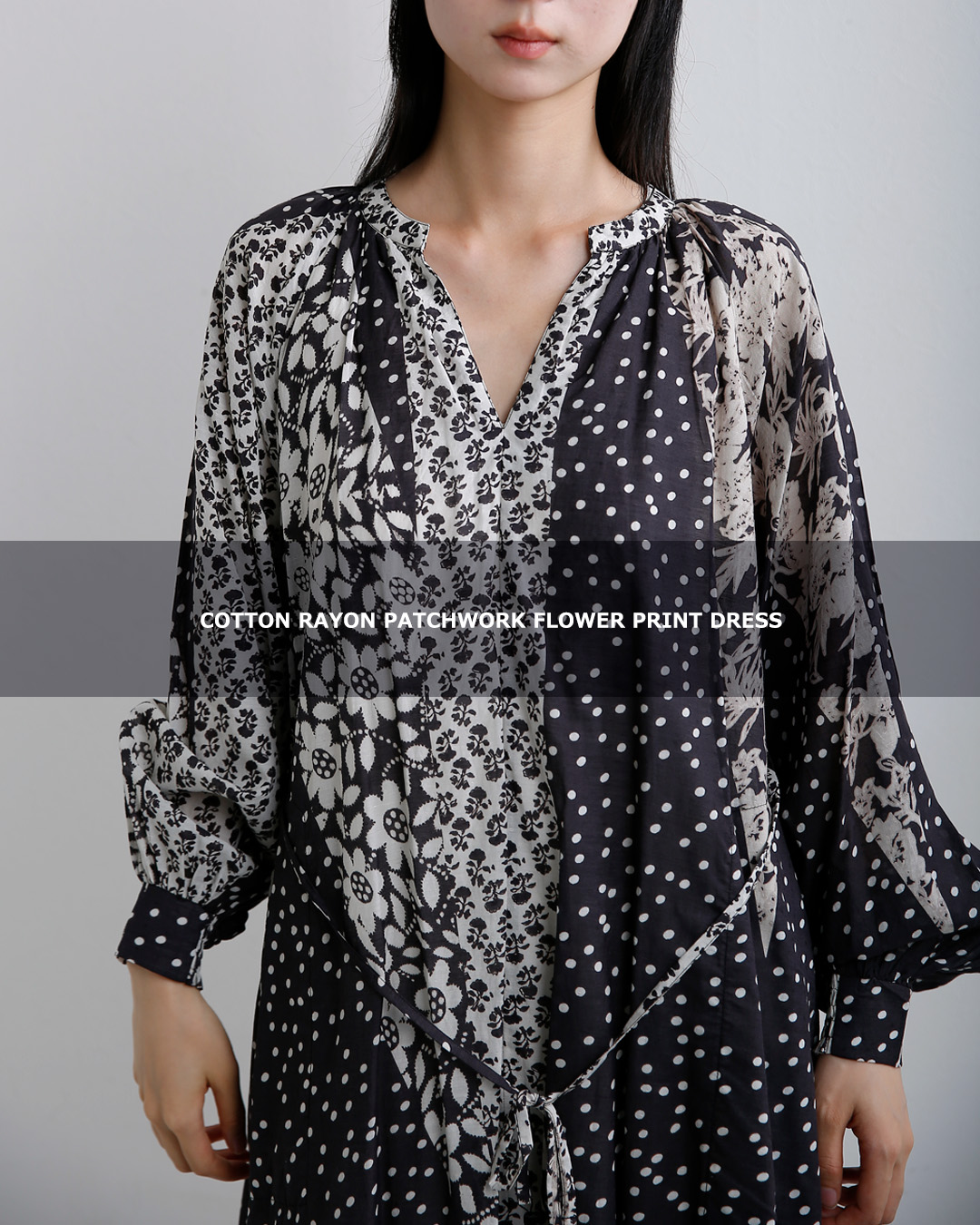 ne Quittez pas(ヌキテパ)花柄 パッチワーク ワンピース Cotton Rayon Patchwork Flower Print Dress 010462ny1