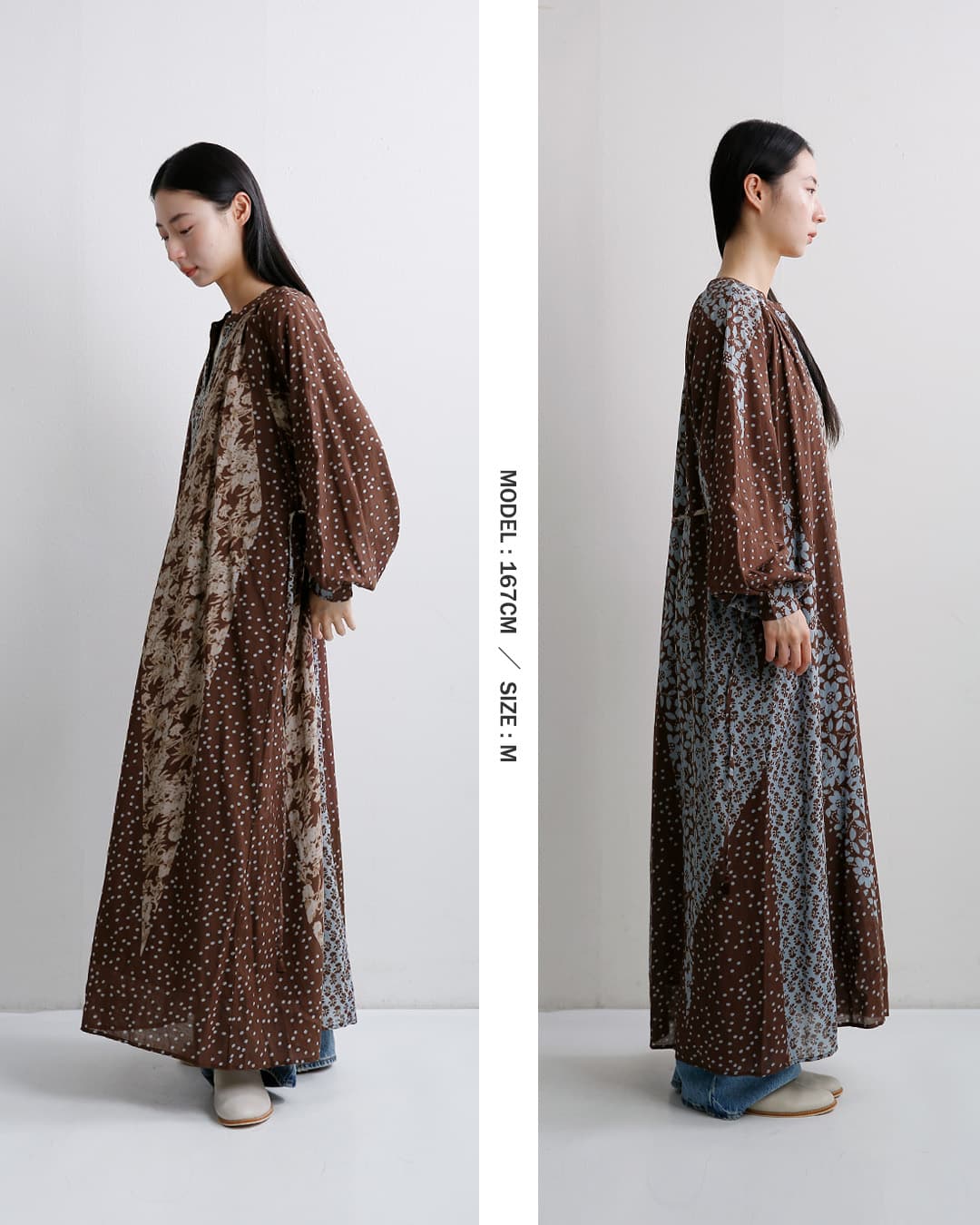 ne Quittez pas(ヌキテパ)花柄 パッチワーク ワンピース Cotton Rayon Patchwork Flower Print Dress 010462ny1