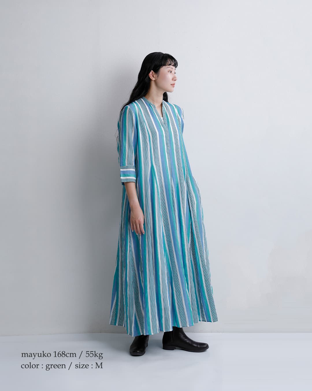 ne Quittez pas(ヌキテパ)コットンボイル ストライプ ワンピース Cotton Voile Stripe Panel Dress 010462pa3