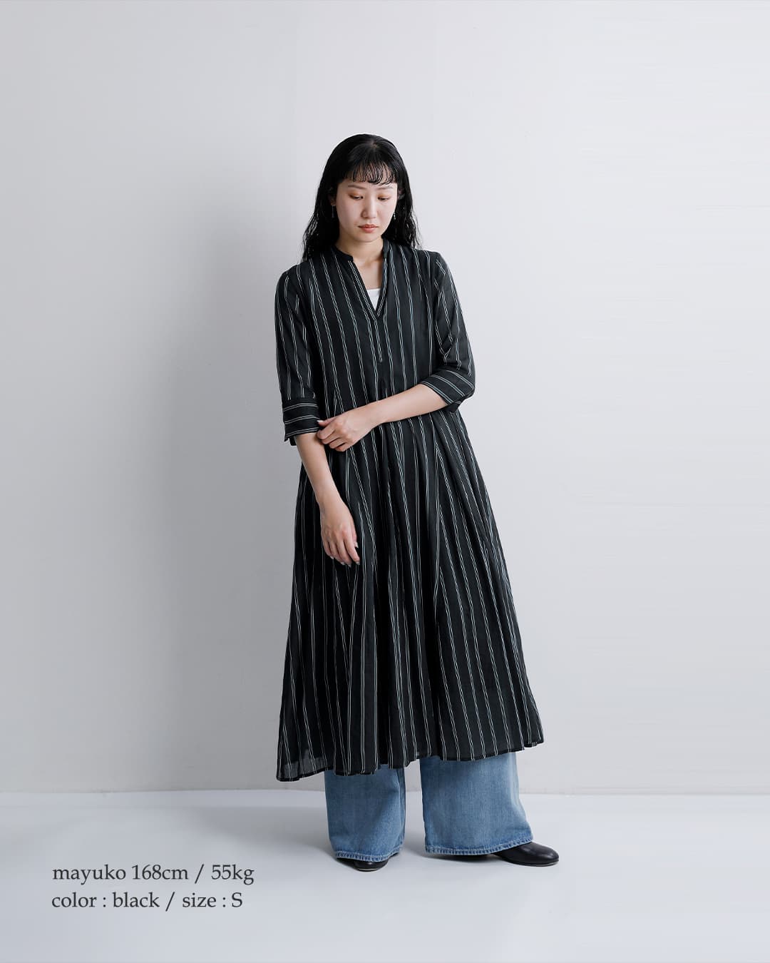 ne Quittez pas(ヌキテパ)コットンボイル ストライプ ワンピース Cotton Voile Stripe Panel Dress 010462pa3