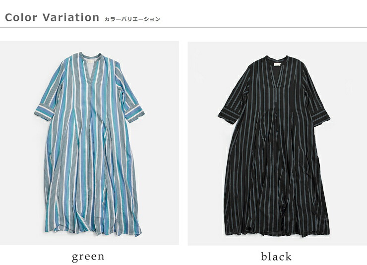 ne Quittez pas(ヌキテパ)コットンボイル ストライプ ワンピース Cotton Voile Stripe Panel Dress 010462pa3