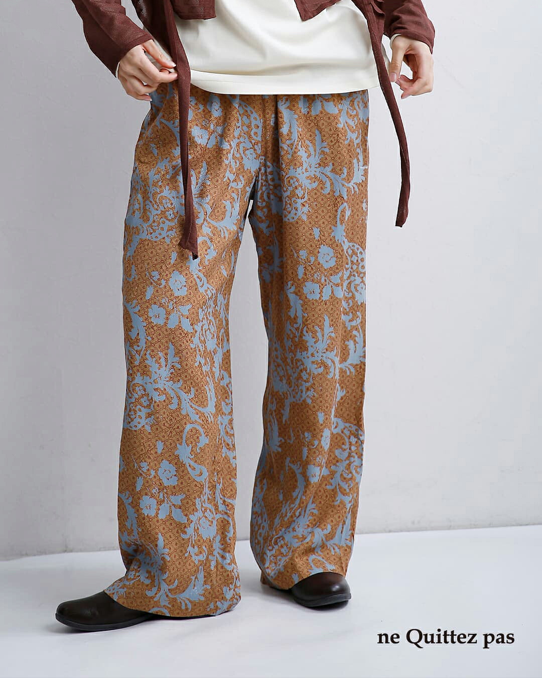 ne Quittez pas(ヌキテパ)ジャガード アブストラクト ペイズリー パンツ Rayon Jacquard Abstract Paisley Print Pants 010662nj1