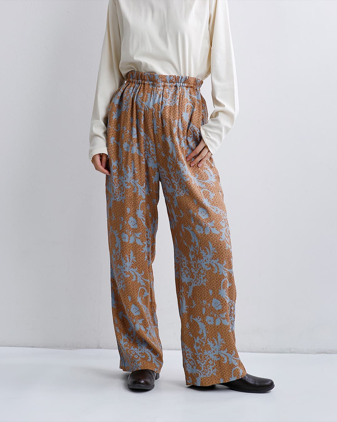 ne Quittez pas(ヌキテパ)ジャガード アブストラクト ペイズリー パンツ Rayon Jacquard Abstract Paisley Print Pants 010662nj1