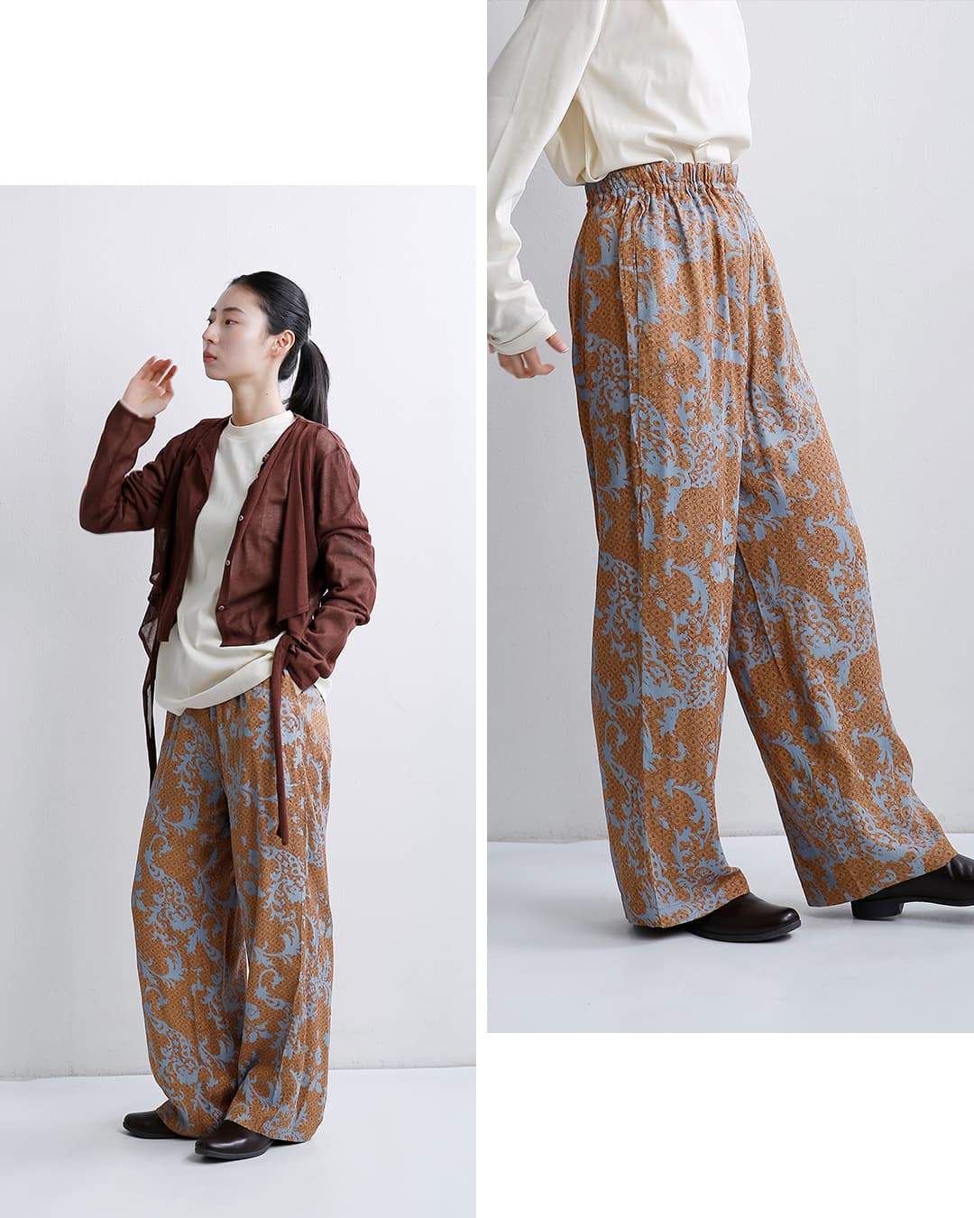 ne Quittez pas(ヌキテパ)ジャガード アブストラクト ペイズリー パンツ Rayon Jacquard Abstract Paisley Print Pants 010662nj1