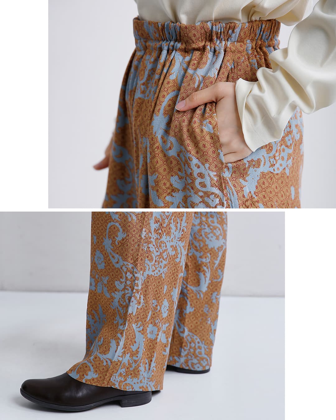 ne Quittez pas(ヌキテパ)ジャガード アブストラクト ペイズリー パンツ Rayon Jacquard Abstract Paisley Print Pants 010662nj1