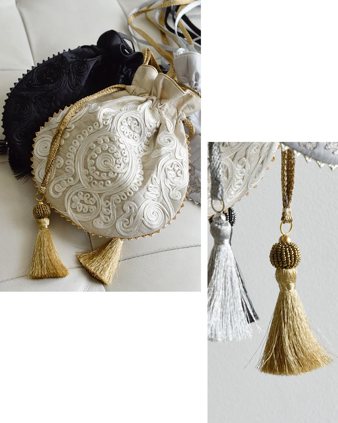 ne Quittez pas(ヌキテパ)刺繍 ドローストリング ショルダーバッグ Embroidery Drawstring Shoulder Bag 012061nm1-2