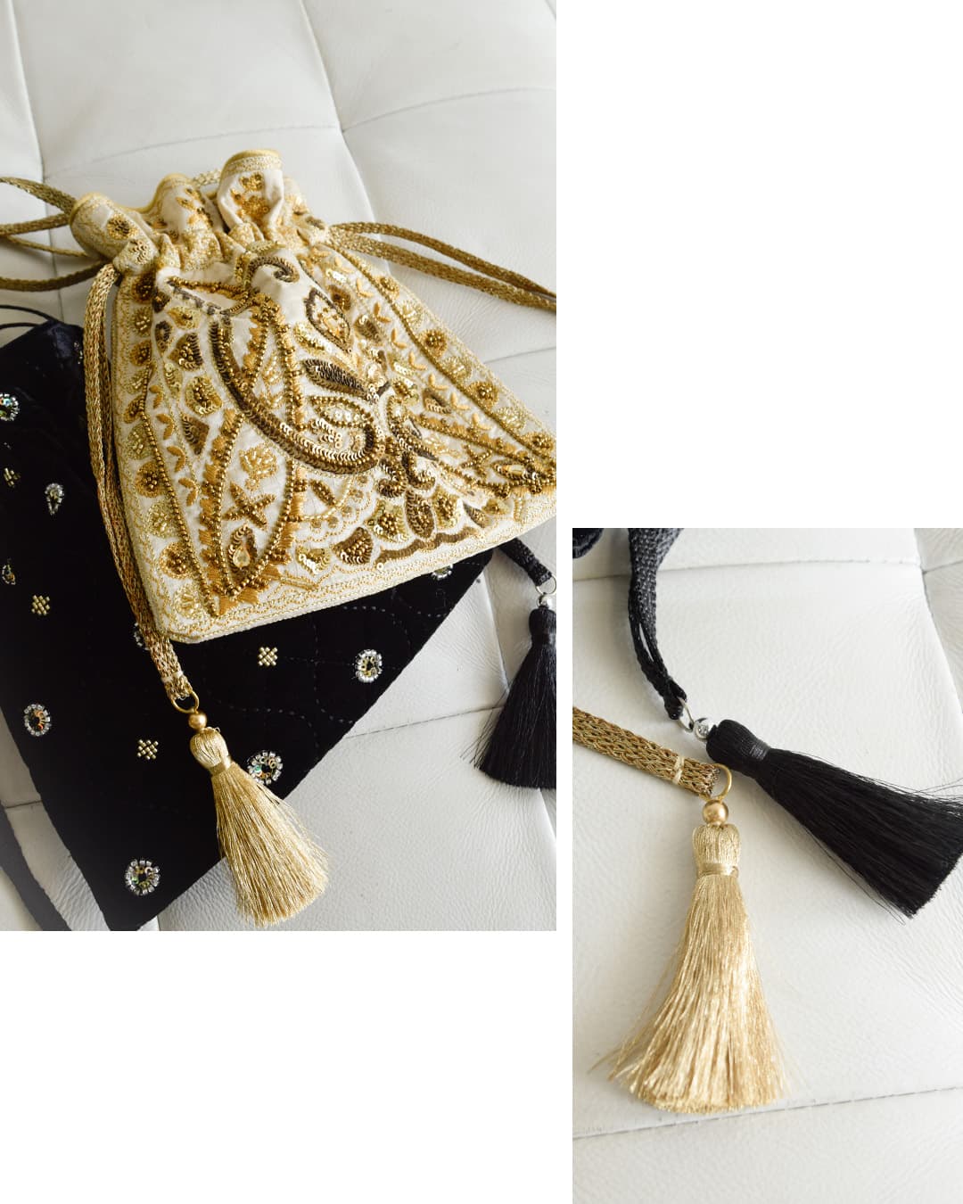 ne Quittez pas(ヌキテパ)刺繍 ドローストリング ショルダーバッグ Embroidery Drawstring Shoulder Bag 012062qe1-2