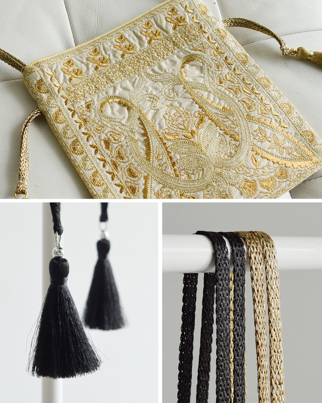 ne Quittez pas(ヌキテパ)刺繍 ドローストリング ショルダーバッグ Embroidery Drawstring Shoulder Bag 012062qe1-2