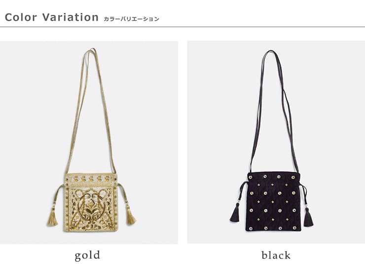 ne Quittez pas(ヌキテパ)刺繍 ドローストリング ショルダーバッグ Embroidery Drawstring Shoulder Bag 012062qe1-2