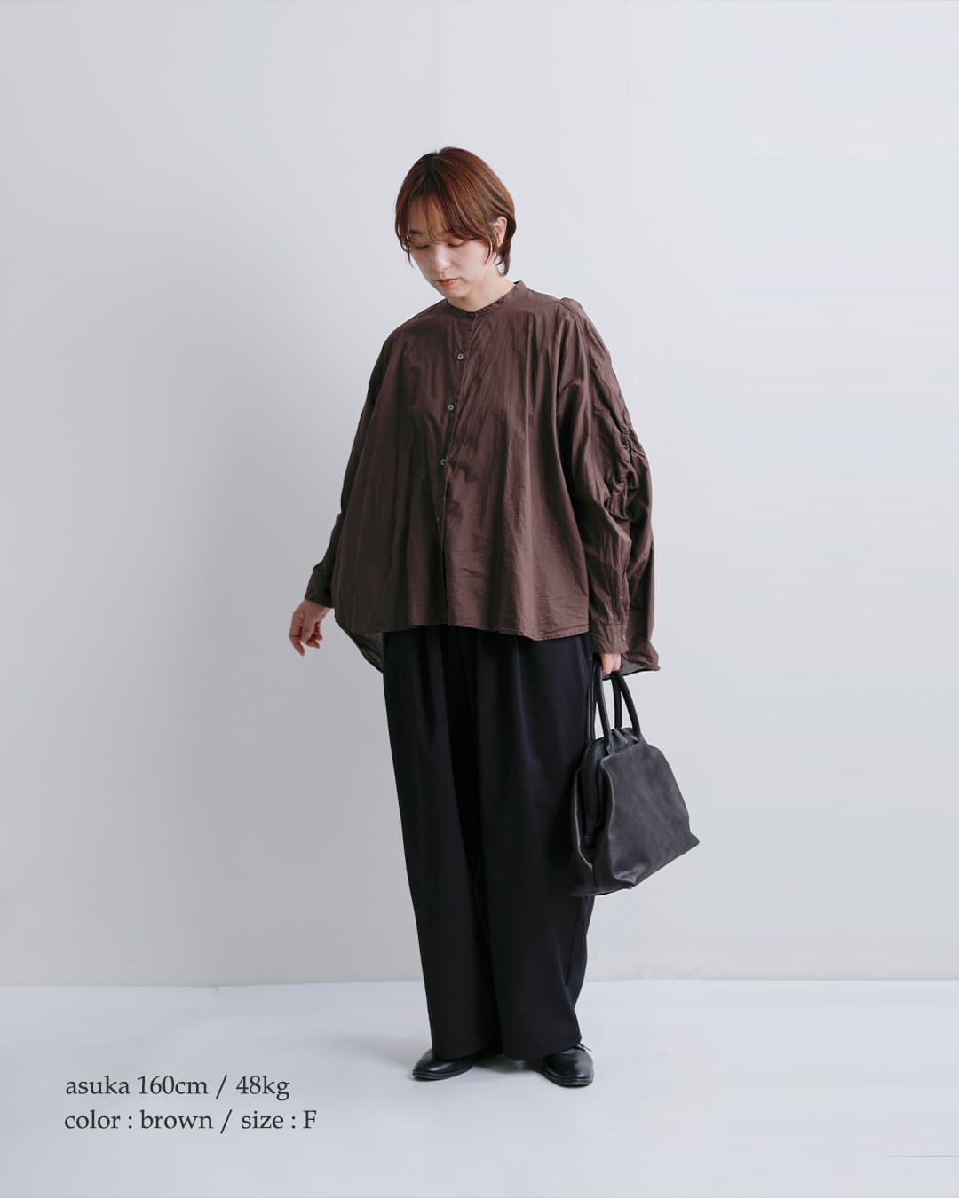 mizuiro ind(ミズイロインド)コットン バックギャザー ワイド シャツ 1-238975