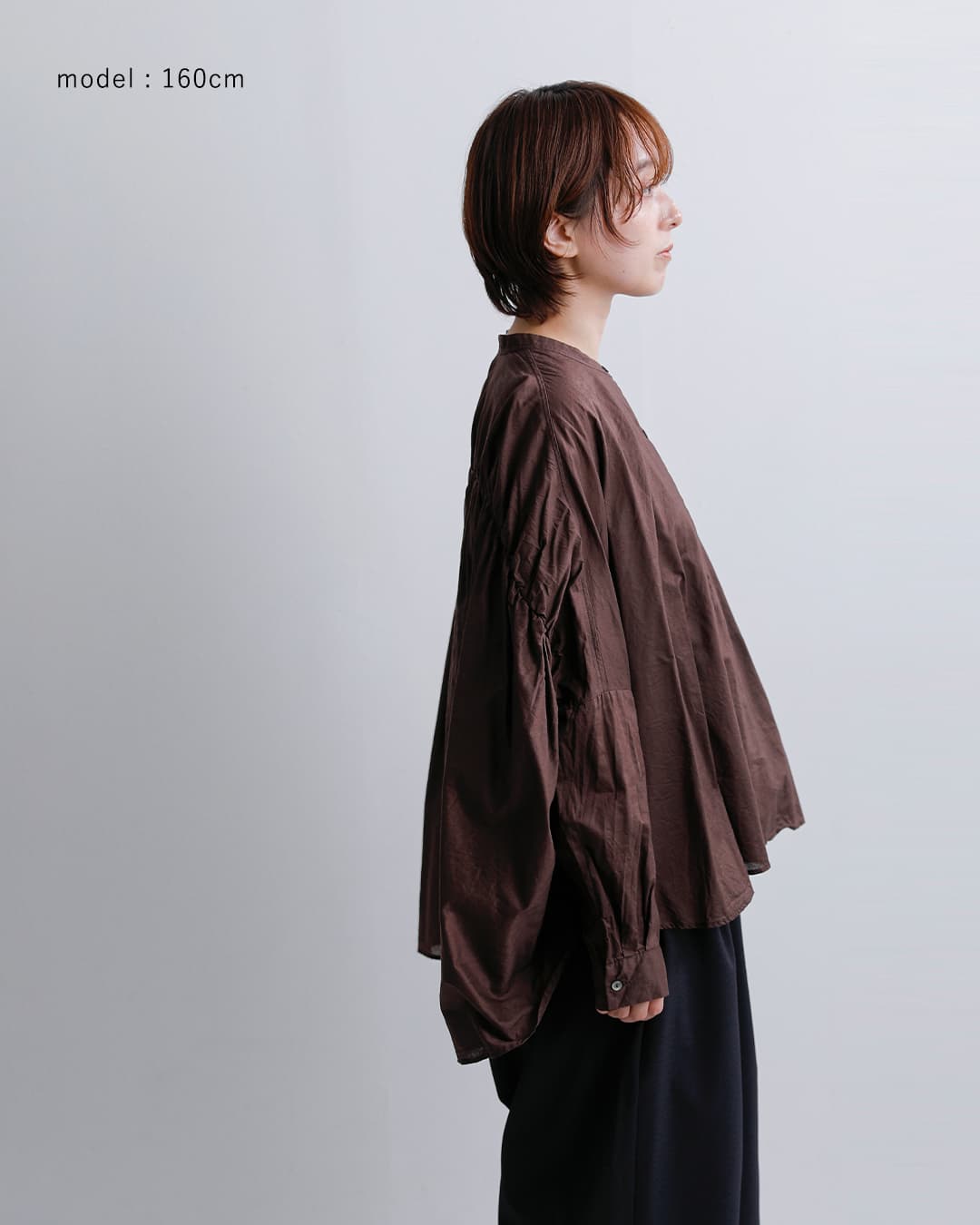mizuiro ind(ミズイロインド)コットン バックギャザー ワイド シャツ 1-238975