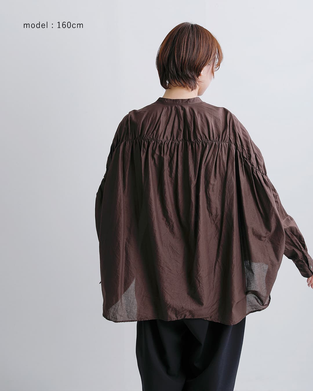 mizuiro ind(ミズイロインド)コットン バックギャザー ワイド シャツ 1-238975