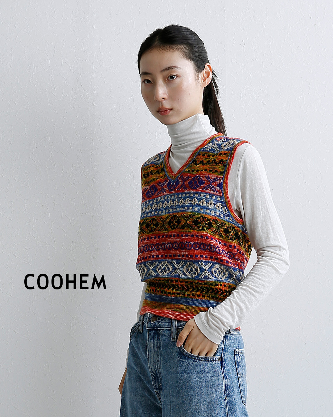 COOHEM3D フェアアイル Vネック ニット ベスト 11-264-010