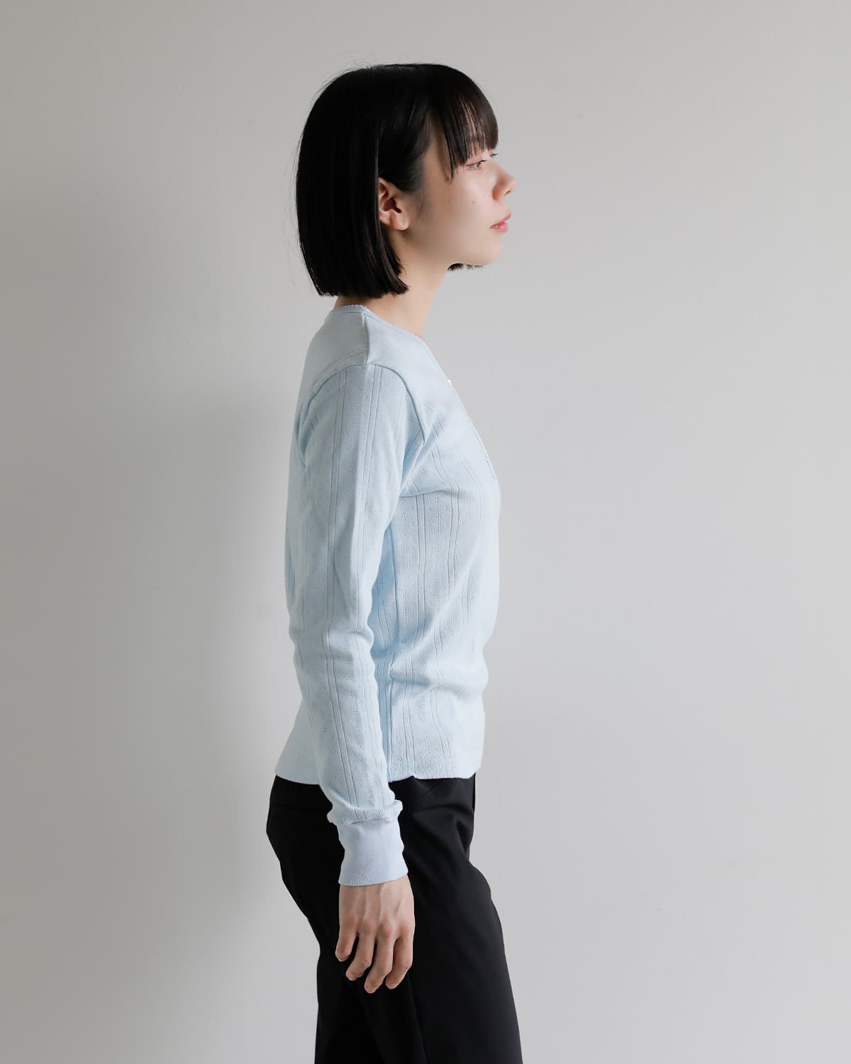 SEA(シー)アイレットリブ Vネック ヘンリー 長袖 Tシャツ 110706604 秋冬