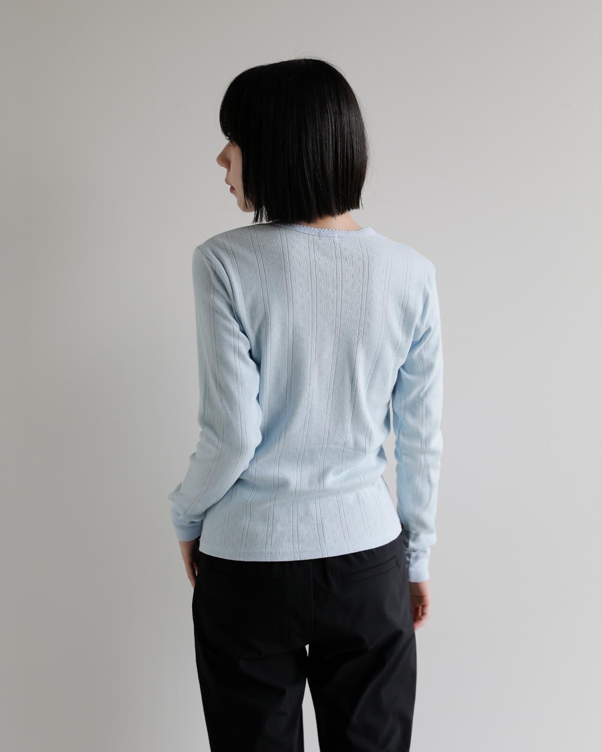 SEA(シー)アイレットリブ Vネック ヘンリー 長袖 Tシャツ 110706604 秋冬