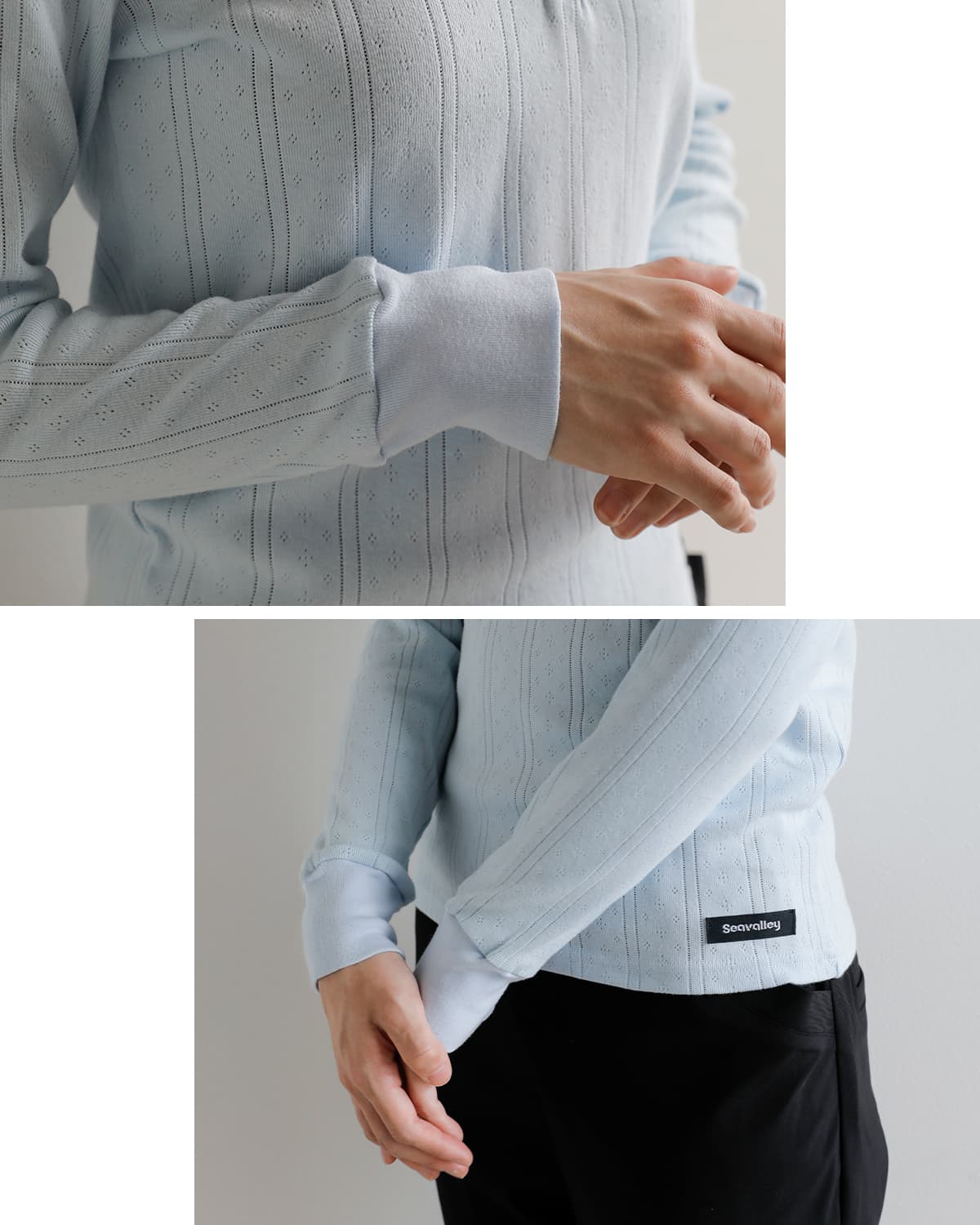 SEA(シー)アイレットリブ Vネック ヘンリー 長袖 Tシャツ 110706604 秋冬