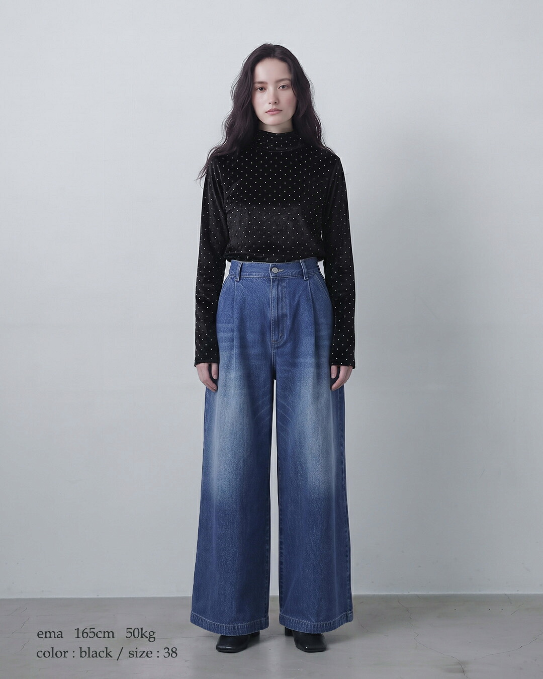 Scyeベルベット メッシュ スタッズ ノットカラートップス 1226-23205
