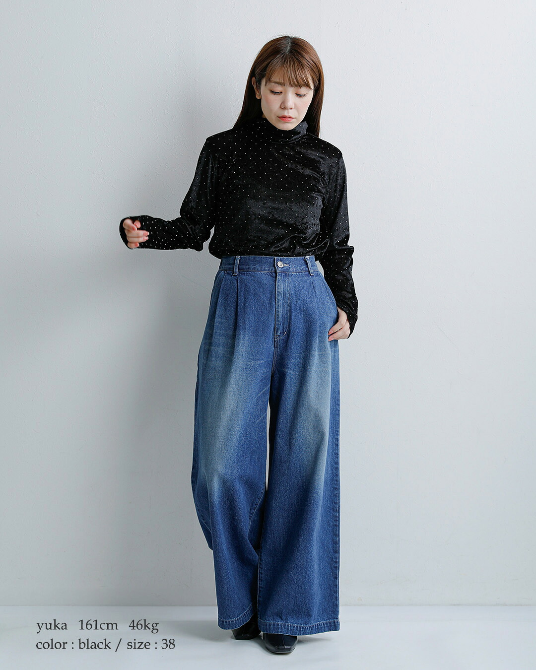 Scyeベルベット メッシュ スタッズ ノットカラートップス 1226-23205