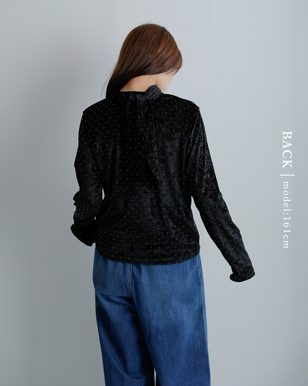 Scyeベルベット メッシュ スタッズ ノットカラートップス 1226-23205