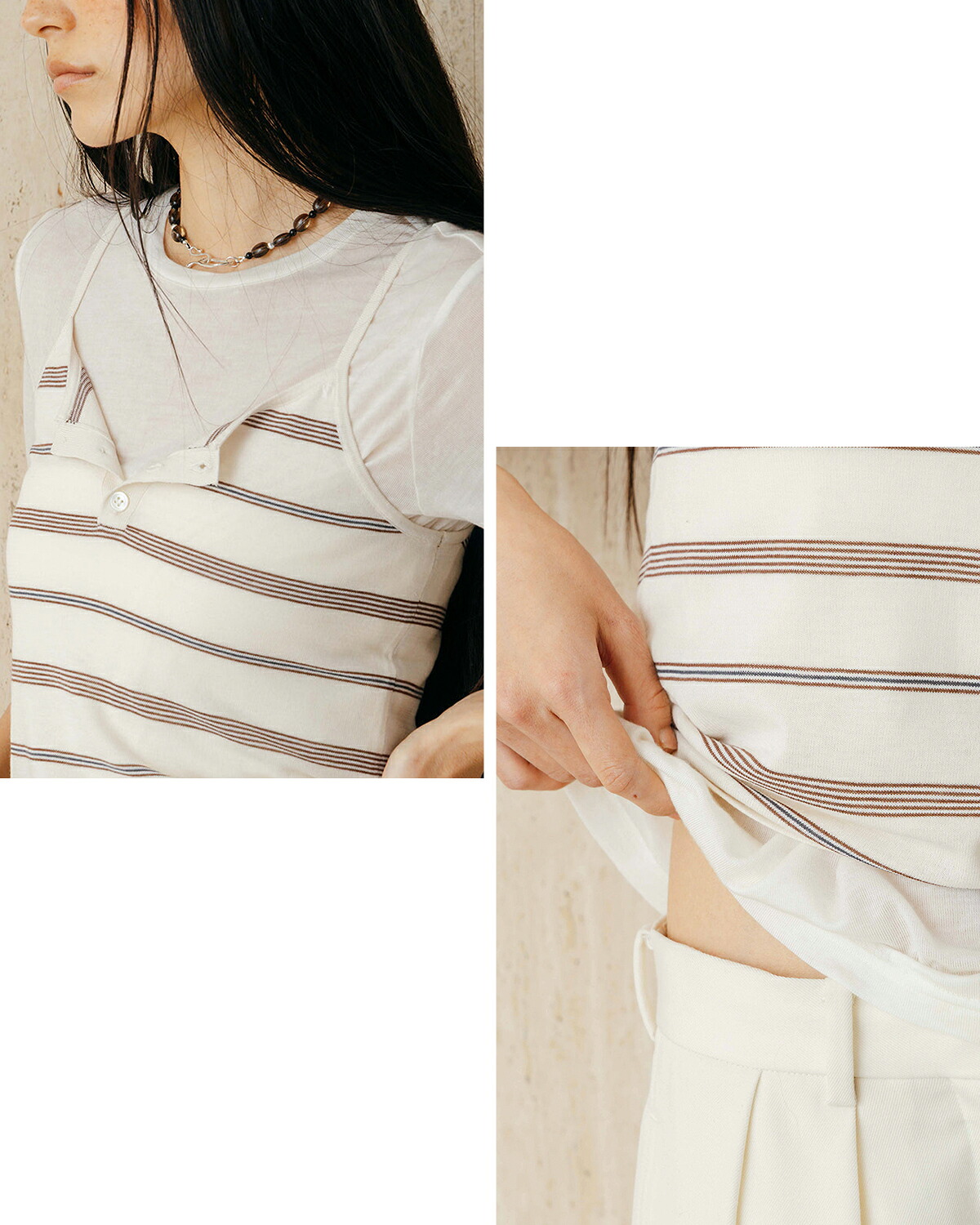 CREDONA(クレドナ)マルチボーダー ニット キャミソール MULTI BORDER KNIT CAMISOLE 1426211074-0