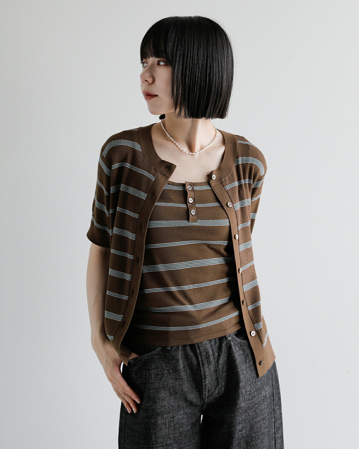 CREDONA(クレドナ)マルチボーダー ニット キャミソール MULTI BORDER KNIT CAMISOLE 1426211074-0