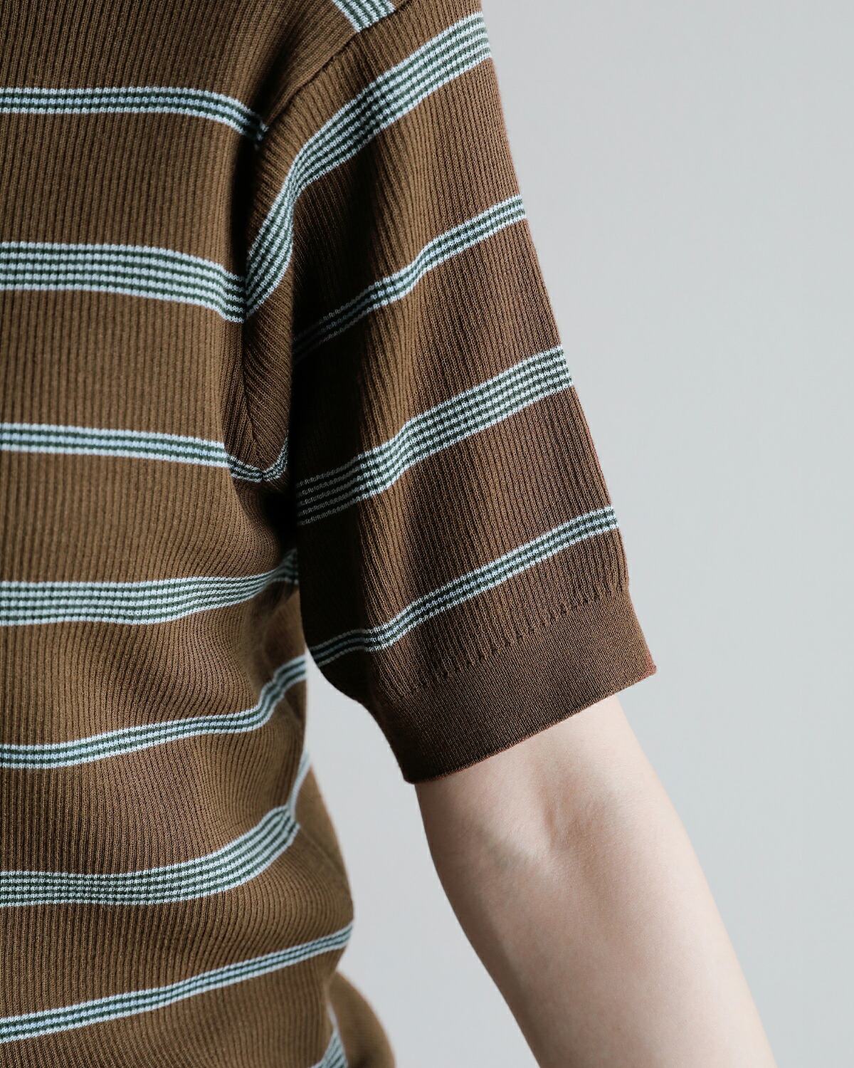 CREDONA(クレドナ)マルチボーダー 半袖 ニット カーディガン MULTI BORDER KNIT H/S CARDIGAN 1426311180-0